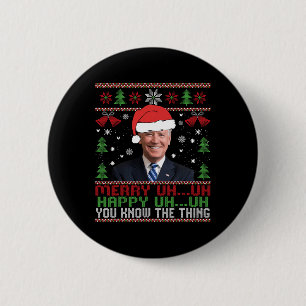 Chapa Redonda De 5 Cm Fun Santa Joe Biden Merry Uh Navidades Ugly