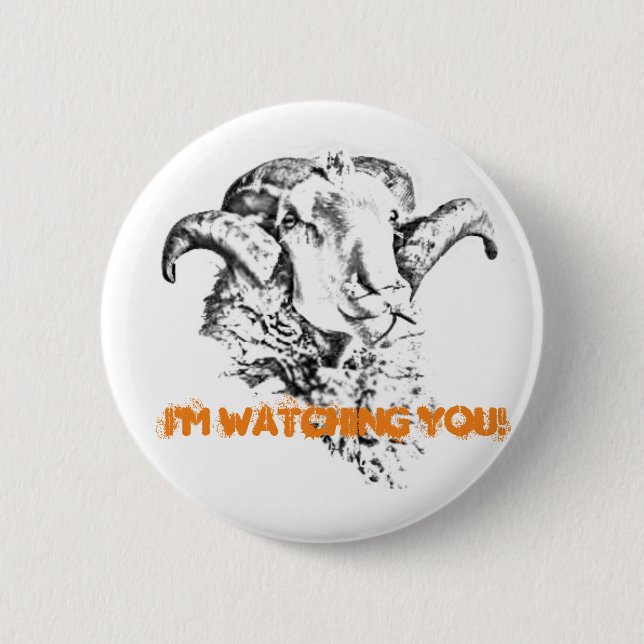 Chapa Redonda De 5 Cm Funky Cute Sheep Ram (Anverso)