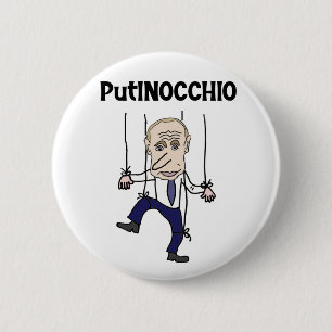 Chapa Redonda De 5 Cm Funny Anti Putin y Rusia Putinocchio Pun