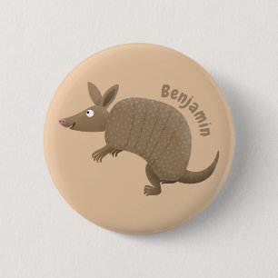 Chapa Redonda De 5 Cm Funny armadillo feliz personalizado ilustracion