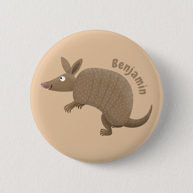Chapa Redonda De 5 Cm Funny armadillo feliz personalizado ilustracion (Anverso)