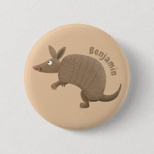 Chapa Redonda De 5 Cm Funny armadillo feliz personalizado ilustracion