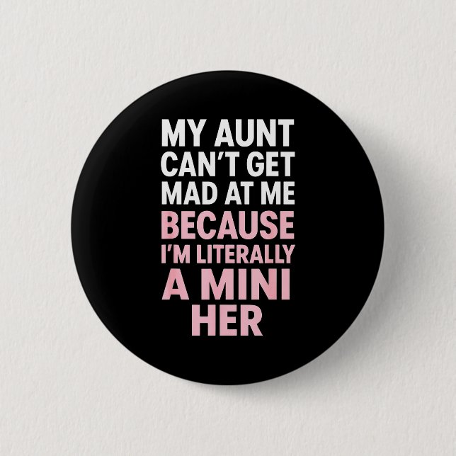 Chapa Redonda De 5 Cm Funny Aunt Niece Mini Her Matching Family Quote  (Anverso)