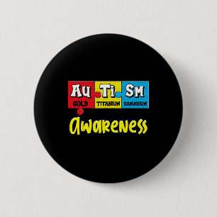 Chapa Redonda De 5 Cm Funny Autism Awareness Puzzle Chemical Periódica T