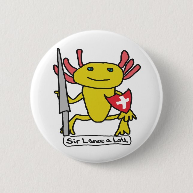 Chapa Redonda De 5 Cm Funny Axolotl Knight (Anverso)