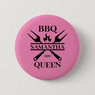Chapa Redonda De 5 Cm Funny BBQ Personalizada Barbacoa Reina Apron Cutti