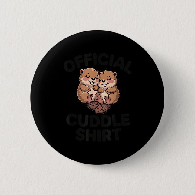 Chapa Redonda De 5 Cm Funny Beavers Hugging Cuddle  (Anverso)