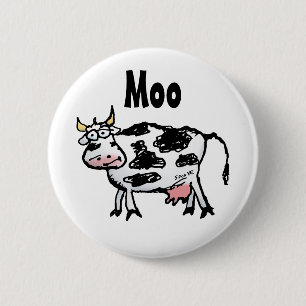 Chapa Redonda De 5 Cm Funny Black and White Cow Personalizado