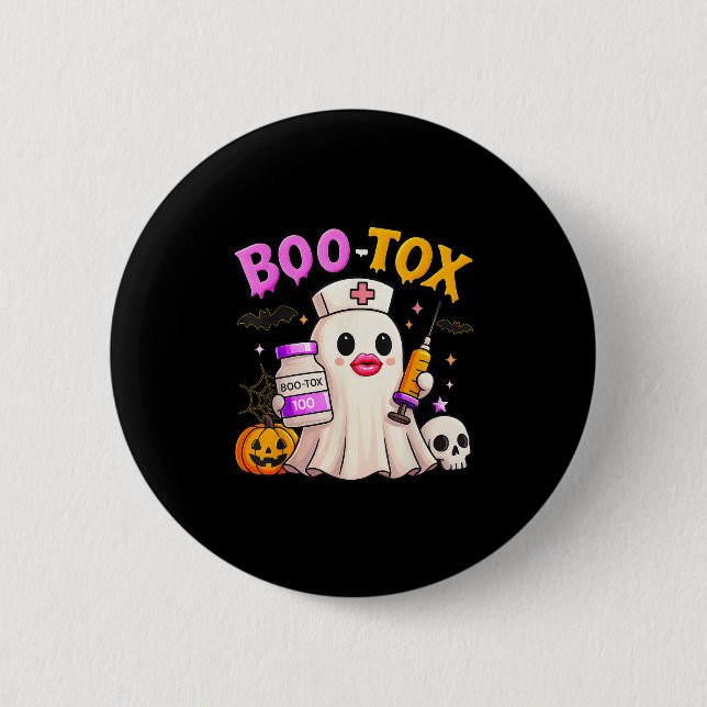Chapa Redonda De 5 Cm Funny Boo Tox Aesthetic Nurs Ghost Skull Pumpkin (Anverso)