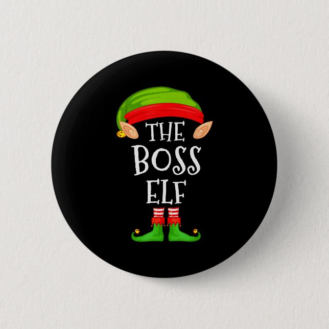 Chapa Redonda De 5 Cm Funny Boss Elf Family Christmas Boss Elf Sweater M (Anverso)