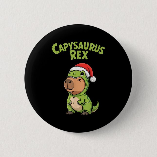 Chapa Redonda De 5 Cm Funny Capybara T-rex Costume Christmas Kids Boys  (Anverso)