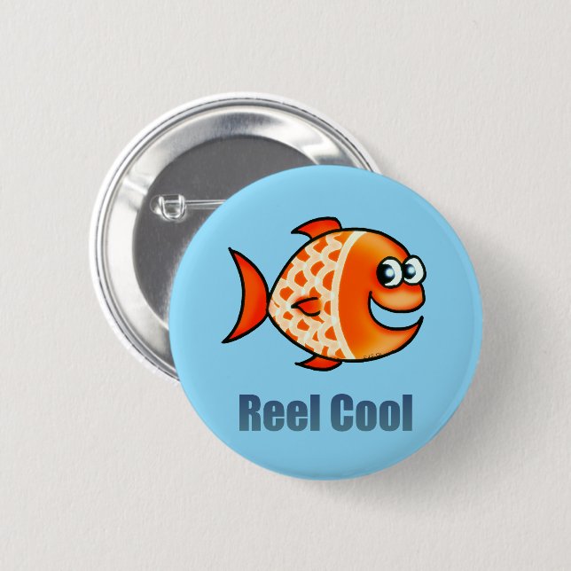 Chapa Redonda De 5 Cm Funny Cartoon Fish Ocean Pun (Anverso y reverso)
