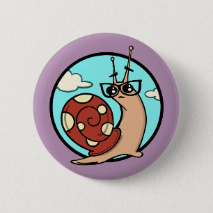 CHAPA REDONDA DE 5 CM FUNNY CARTOON SNAIL GRAPHIC ROUND PIN BACK BUTTON