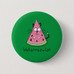 Chapa Redonda De 5 Cm Funny Cat Watermelon Cute Kids