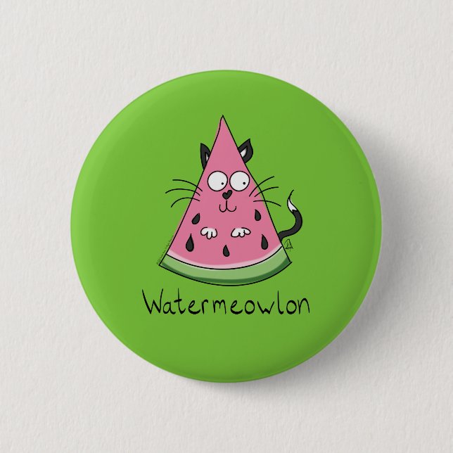 Chapa Redonda De 5 Cm Funny Cat Watermelon Cute Kids (Anverso)