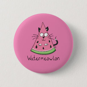 Chapa Redonda De 5 Cm Funny Cat Watermelon Cute Kids