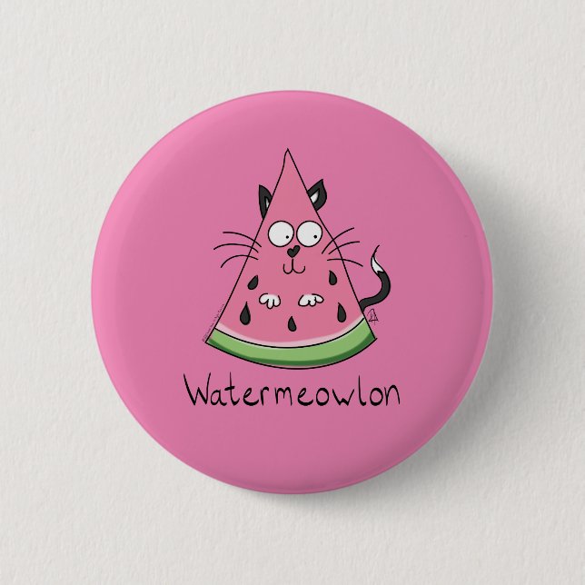 Chapa Redonda De 5 Cm Funny Cat Watermelon Cute Kids (Anverso)