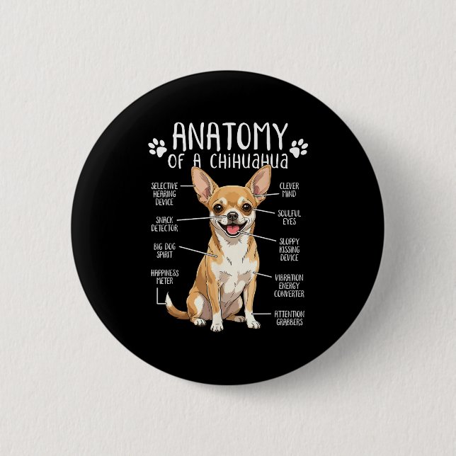 Chapa Redonda De 5 Cm Funny Chihuahua Anatomy Of A Chihuahua Dog Owner P (Anverso)