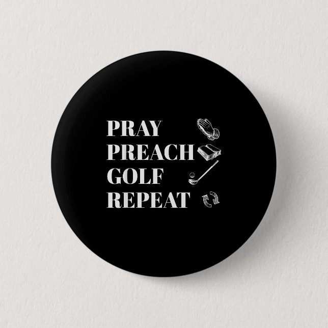 Chapa Redonda De 5 Cm Funny Christian Pray Preach Golf Repeat Pastor Min (Anverso)