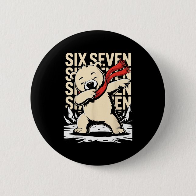 Chapa Redonda De 5 Cm Funny Christmas Bear Dabbing Xmas Dab Six Seven 67 (Anverso)