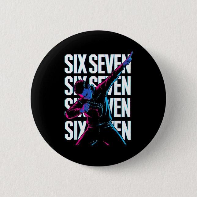 Chapa Redonda De 5 Cm Funny Christmas Gamer Dabbing Xmas Dab Six Seven 6 (Anverso)