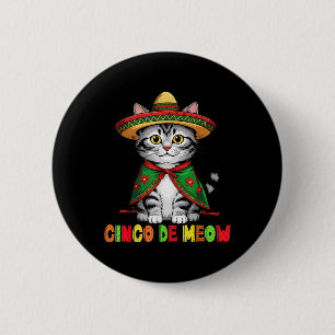 Chapa Redonda De 5 Cm Funny Cinco De Mayo Gato Mexicano Con Sombrero Hom