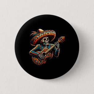Chapa Redonda De 5 Cm Funny Cinco De Mayo Skeleton Fiesta Sombrero