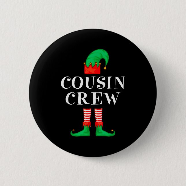 Chapa Redonda De 5 Cm Funny Cousin Crew Elf Christmas Elf Cousin Sweater (Anverso)