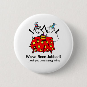 Chapa Redonda De 5 Cm Funny Covid Vaccine Sheep Partying