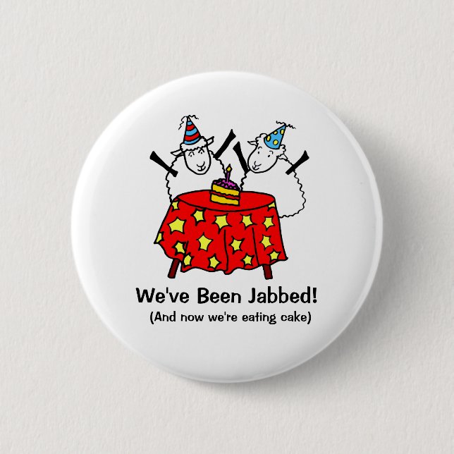 Chapa Redonda De 5 Cm Funny Covid Vaccine Sheep Partying (Anverso)