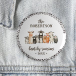 Chapa Redonda De 5 Cm Funny Cow Print Country Reunión familiar<br><div class="desc">El botón de Reunión familiar de la familia Cow Print Country Recopile "Alrededor del rebaño para un bash de jardín como sin ubre con esta divertida colección de Reunión de la Familia Cow. Con sus impresionantes acuarelas en las tierras altas y sus encantadores acentos de huellas de vacas, prepara el...</div>