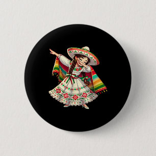 Chapa Redonda De 5 Cm Funny Dabbing mexicano Poncho Sombrero Cinco de ma