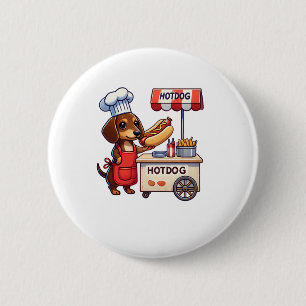 Chapa Redonda De 5 Cm Funny Dachshund Perro Weiner Sausage Hotdog Sandwi