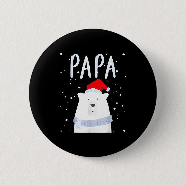 Chapa Redonda De 5 Cm Funny Dad Bear Christmas Saint Hat Couples Family  (Anverso)