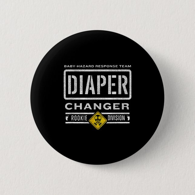 Chapa Redonda De 5 Cm Funny Diaper Changer Duty - Expecting Baby New Dad (Anverso)