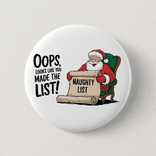 Chapa Redonda De 5 Cm Funny diseño de Navidades de la lista de traviesos