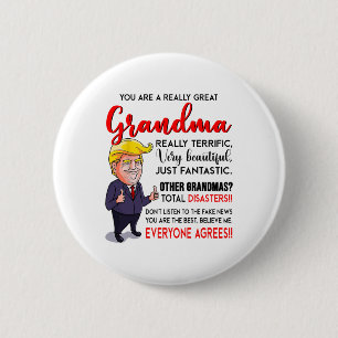 Chapa Redonda De 5 Cm Funny Donald Trump, eres una gran abuela