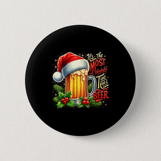 Chapa Redonda De 5 Cm Funny Drinking Christmas Santa Beer Lovers Trend N (Anverso)