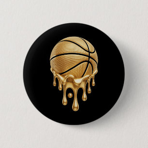 Chapa Redonda De 5 Cm Funny Dripping Gold Basketball Amantes de Drin Bas