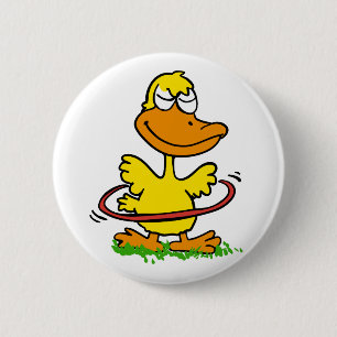 Chapa Redonda De 5 Cm Funny duck hula hoop   Elegir color de fondo