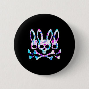 Chapa Redonda De 5 Cm Funny Easter Bunny Retro Tie Dye Bunny Skull Cross