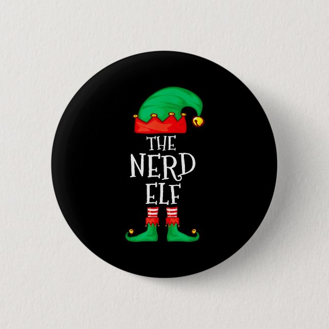 Chapa Redonda De 5 Cm Funny Elf Family Christmas The Nerd Elf Sweater Me (Anverso)