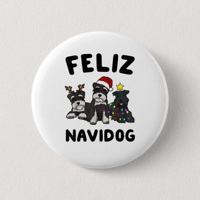 Chapa Redonda De 5 Cm Funny Feliz Navidog Ministra Schnauzer amante del  (Anverso)