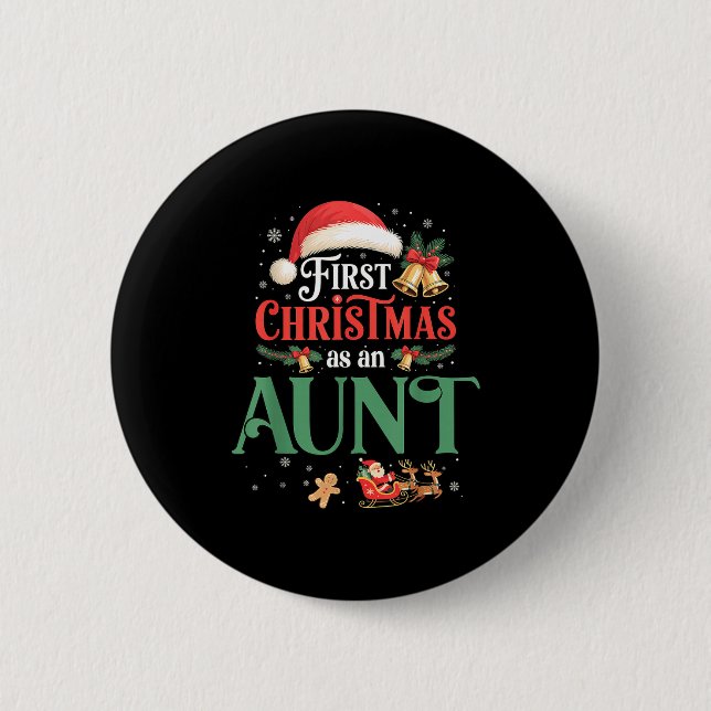 Chapa Redonda De 5 Cm Funny First Christmas As An Aunt Matching Family X (Anverso)