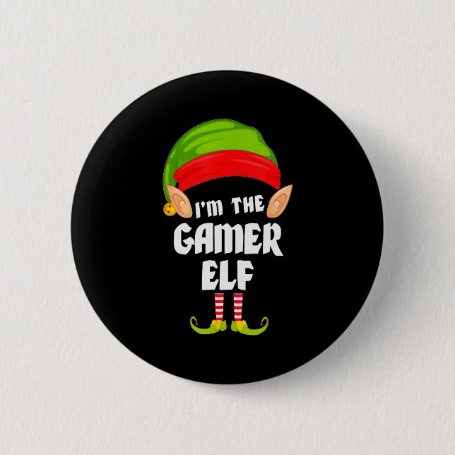 Chapa Redonda De 5 Cm Funny Gamer Elf Matching Family Group Pj Christmas (Anverso)