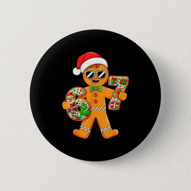 Chapa Redonda De 5 Cm Funny Gingerbread Six Seven 67 Gingerbread Man Xma (Anverso)