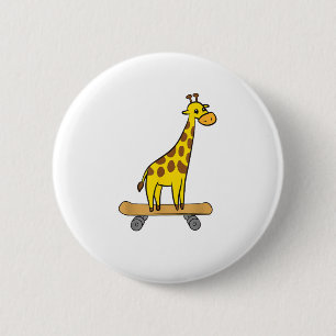 Chapa Redonda De 5 Cm Funny Giraffe Lover Giraffe Skateboard