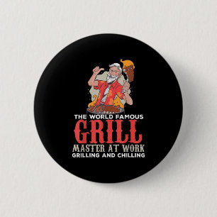 Chapa Redonda De 5 Cm Funny Grill Master Bbq Amantes Foodies Chef Fumado