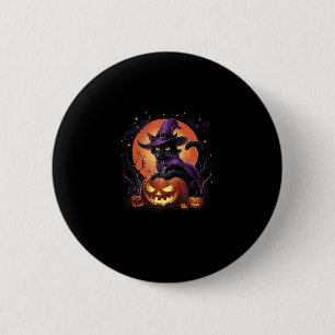 Chapa Redonda De 5 Cm Funny Halloween Black Cat Calabaza disstumbre gato