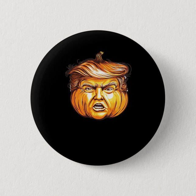 Chapa Redonda De 5 Cm Funny Halloween Calabaza Parodia política Donald T (Anverso)